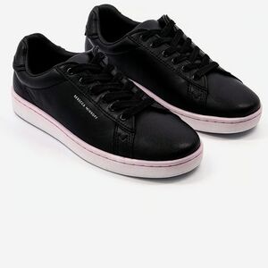 New!Rebecca Minkoff Women Low Cut Lace Up Black Leather Casual Shoes Sneakers